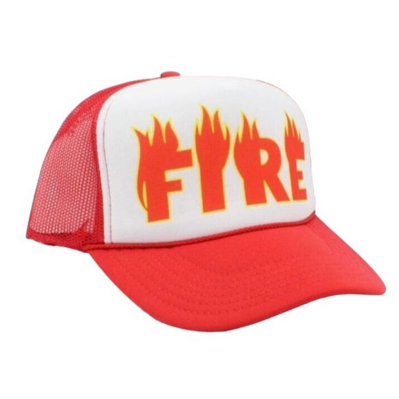 FIRE Trucker Hat Mesh Hat snapback hat adjustable - Picture 2 of 4